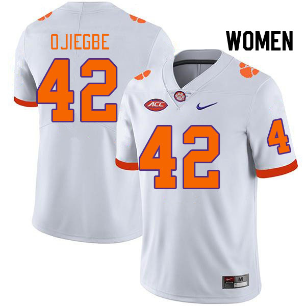 Women's Clemson Tigers David Ojiegbe #42 College White NCAA Authentic Football Stitched Jersey 23GJ30DW